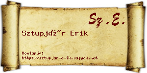Sztupjár Erik névjegykártya